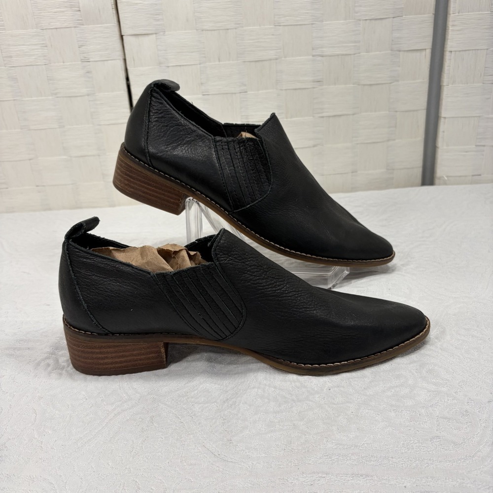 Lucky Brand Lenci Black leather loafer/shootie block heel pointed toe womens 9.5